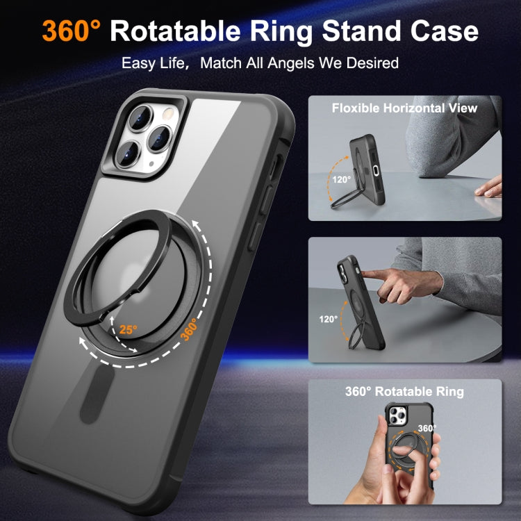 For iPhone 11 Pro Max MagSafe Magnetic Rotating Holder Phone Case(Black) - iPhone 11 Pro Max Cases by buy2fix | Online Shopping UK | buy2fix