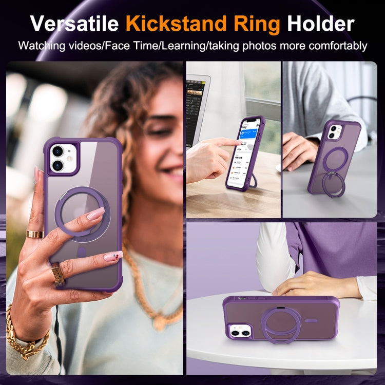 For iPhone 11 MagSafe Magnetic Rotating Holder Phone Case(Purple) - iPhone 11 Cases by buy2fix | Online Shopping UK | buy2fix