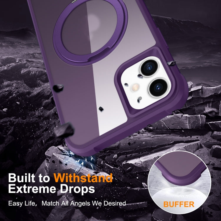 For iPhone 11 MagSafe Magnetic Rotating Holder Phone Case(Purple) - iPhone 11 Cases by buy2fix | Online Shopping UK | buy2fix