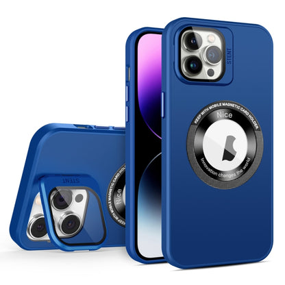 For iPhone 12 Pro Max Skin Feel Magnifier MagSafe Lens Holder Phone Case(Royal Blue) - iPhone 12 Pro Max Cases by buy2fix | Online Shopping UK | buy2fix