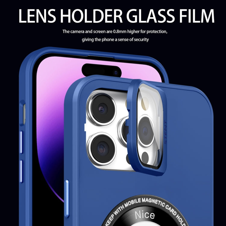 For iPhone 12 Pro Max Skin Feel Magnifier MagSafe Lens Holder Phone Case(Royal Blue) - iPhone 12 Pro Max Cases by buy2fix | Online Shopping UK | buy2fix