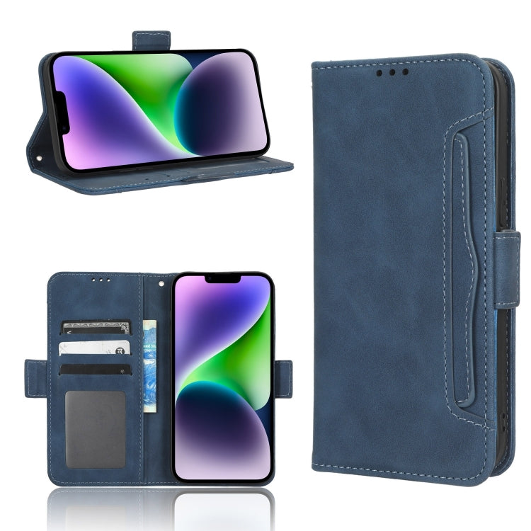 For iPhone 16 Pro Max Skin Feel Calf Texture Card Slots Leather Phone Case(Blue) - iPhone 16 Pro Max Cases by buy2fix | Online Shopping UK | buy2fix