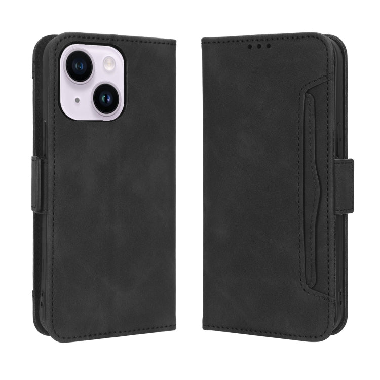 For iPhone 16 Plus Skin Feel Calf Texture Card Slots Leather Phone Case(Black) - iPhone 16 Plus Cases by buy2fix | Online Shopping UK | buy2fix