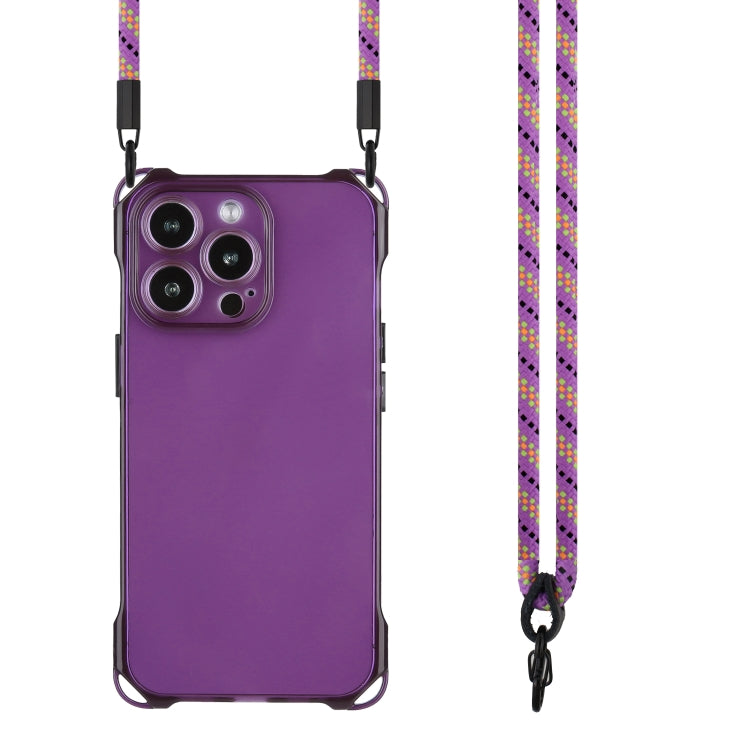 For iPhone 16 Pro Four-corner Shockproof TPU Phone Case with Lanyard(Purple) - iPhone 16 Pro Cases by buy2fix | Online Shopping UK | buy2fix