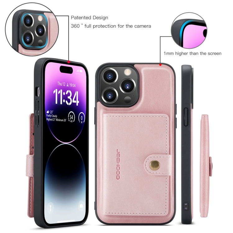 For iPhone 15 Pro Max JEEHOOD Retro Magnetic Detachable Leather Phone Case(Pink) - iPhone 15 Pro Max Cases by JEEHOOD | Online Shopping UK | buy2fix