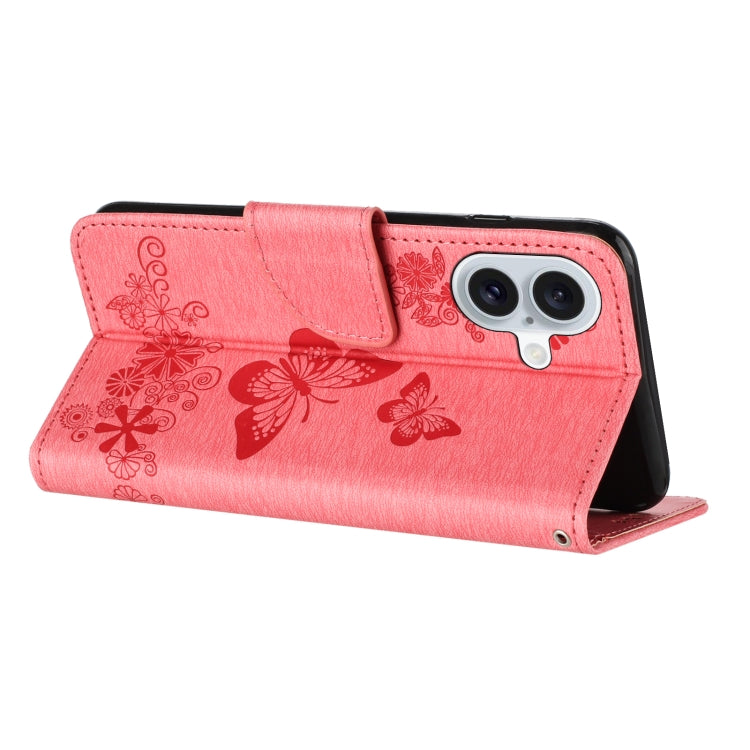 For iPhone 16 Plus Butterfly Embossed Flip Leather Phone Case(Pink) - iPhone 16 Plus Cases by buy2fix | Online Shopping UK | buy2fix