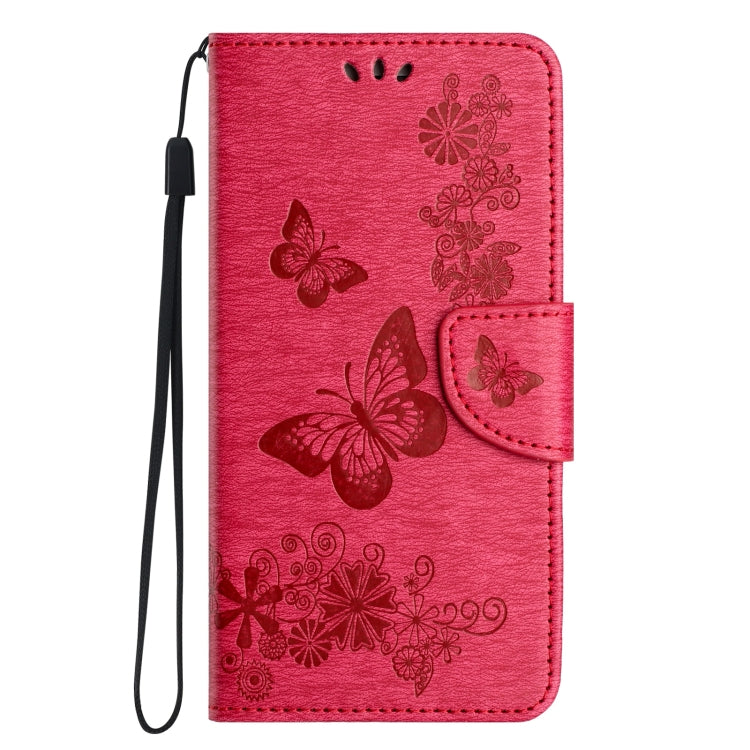 For iPhone 16 Pro Butterfly Embossed Flip Leather Phone Case(Red) - iPhone 16 Pro Cases by buy2fix | Online Shopping UK | buy2fix