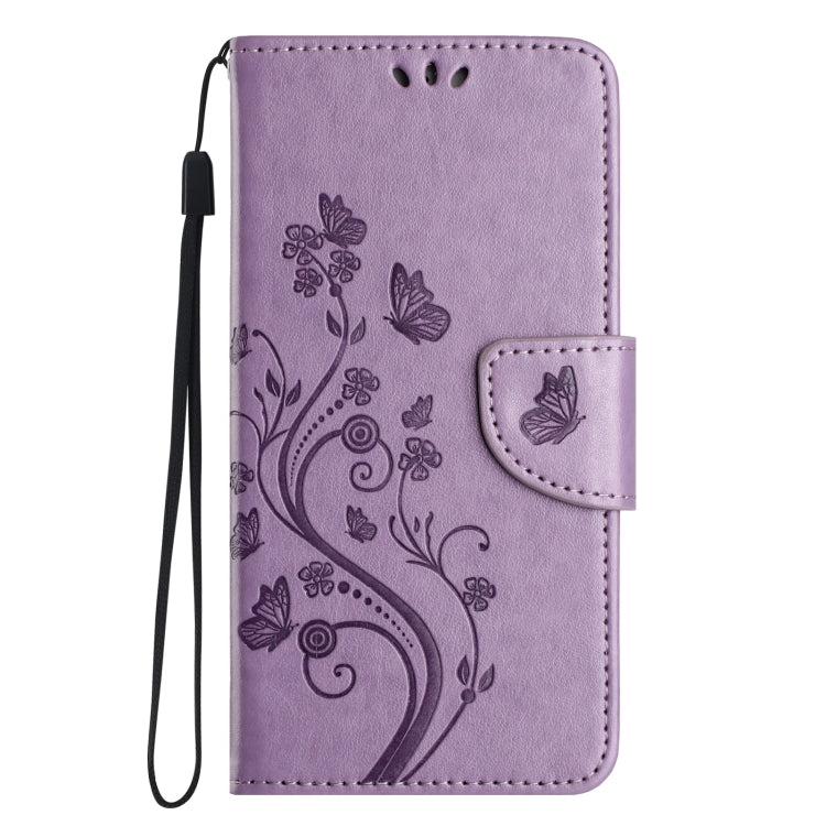 For iPhone 16 Pro Butterfly Flower Pattern Flip Leather Phone Case(Light Purple) - iPhone 16 Pro Cases by buy2fix | Online Shopping UK | buy2fix