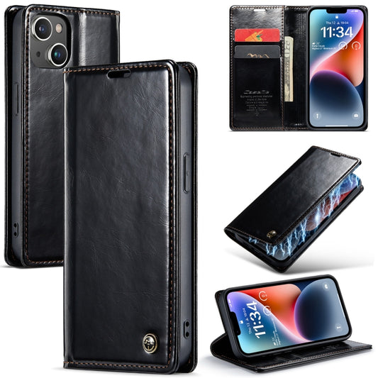 For iPhone 15 Plus CaseMe 003 Crazy Horse Texture Leather Phone Case(Black) - iPhone 15 Plus Cases by CaseMe | Online Shopping UK | buy2fix