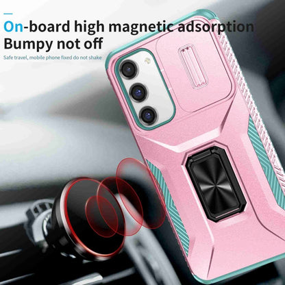 For Samsung Galaxy S23+ 5G Sliding Camshield Holder Phone Case(Pink + Grey Green) - Galaxy S23+ 5G Cases by buy2fix | Online Shopping UK | buy2fix