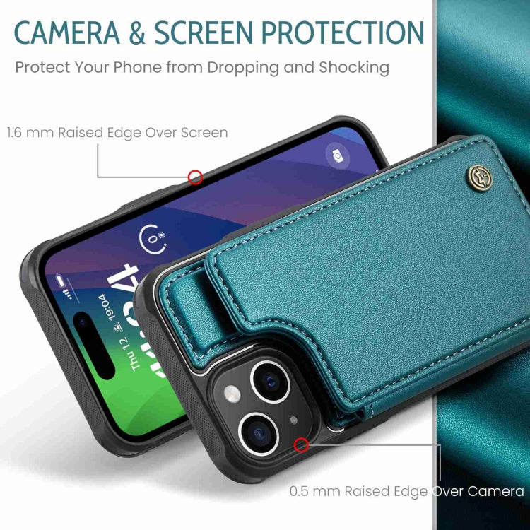 For iPhone 15 CaseMe C22 Card Slots Holder RFID Anti-theft Phone Case(Blue Green) - iPhone 15 Pro Cases by CaseMe | Online Shopping UK | buy2fix