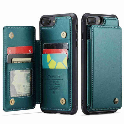 For iPhone 8 Plus / 7 Plus CaseMe C22 Card Slots Holder RFID Anti-theft Phone Case(Blue Green) - More iPhone Cases by CaseMe | Online Shopping UK | buy2fix