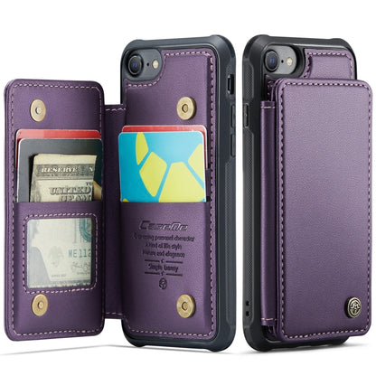 For iPhone SE 2022 / SE 2020 CaseMe C22 Card Slots Holder RFID Anti-theft Phone Case(Purple) - iPhone SE 2022 / 2020 / 8 / 7 Cases by CaseMe | Online Shopping UK | buy2fix