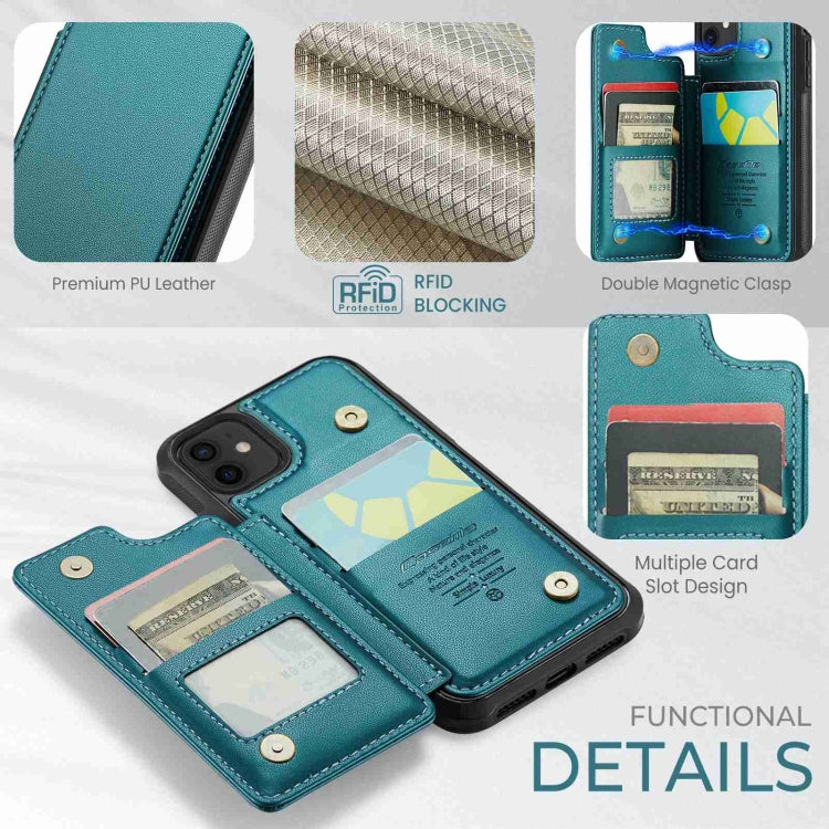 For iPhone 12 / 12 Pro CaseMe C22 Card Slots Holder RFID Anti-theft Phone Case(Blue Green) - iPhone 12 / 12 Pro Cases by CaseMe | Online Shopping UK | buy2fix