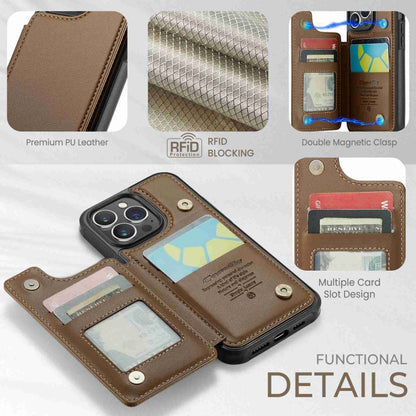 For iPhone 13 Pro CaseMe C22 Card Slots Holder RFID Anti-theft Phone Case(Brown) - iPhone 13 Pro Cases by CaseMe | Online Shopping UK | buy2fix