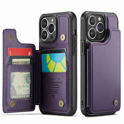 For iPhone 13 Pro CaseMe C22 Card Slots Holder RFID Anti-theft Phone Case(Purple) - iPhone 13 Pro Cases by CaseMe | Online Shopping UK | buy2fix