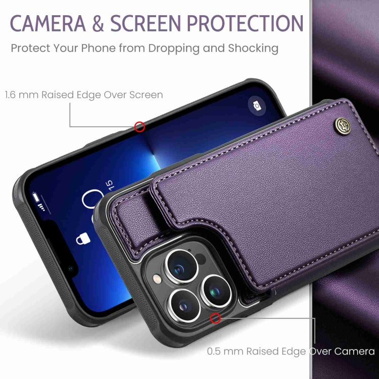 For iPhone 13 Pro CaseMe C22 Card Slots Holder RFID Anti-theft Phone Case(Purple) - iPhone 13 Pro Cases by CaseMe | Online Shopping UK | buy2fix