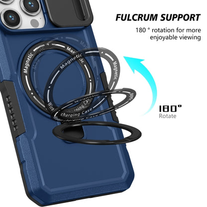 For iPhone 15 Pro Sliding Camshield Magsafe Holder TPU Hybrid PC Phone Case(Royal Blue) - iPhone 15 Pro Cases by buy2fix | Online Shopping UK | buy2fix