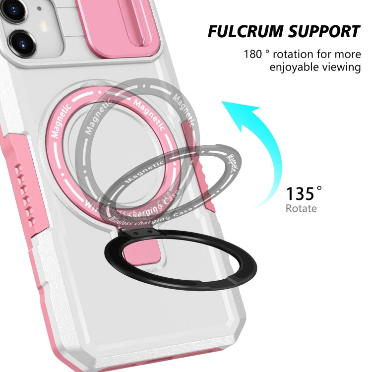 For iPhone 12 Sliding Camshield Magsafe Holder TPU Hybrid PC Phone Case(Pink White) - iPhone 12 / 12 Pro Cases by buy2fix | Online Shopping UK | buy2fix