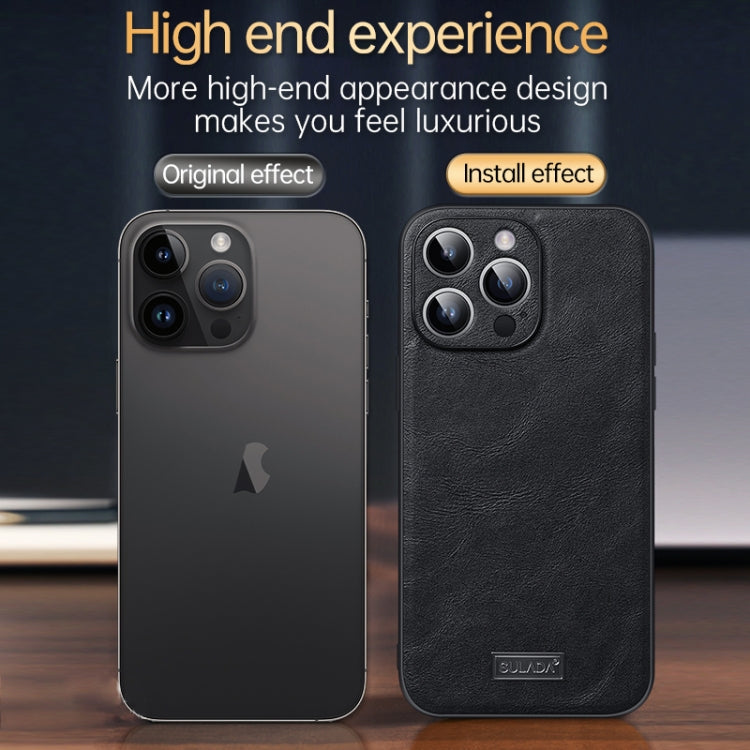 For iPhone 16 Plus SULADA Shockproof TPU Hybrid Handmade Leather Phone Case(Black) - iPhone 16 Plus Cases by SULADA | Online Shopping UK | buy2fix