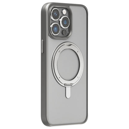 For iPhone 15 Pro MOMAX Magsafe Magnetic Metal Rotating Holder Phone Case(Grey) - iPhone 15 Pro Cases by MOMAX | Online Shopping UK | buy2fix