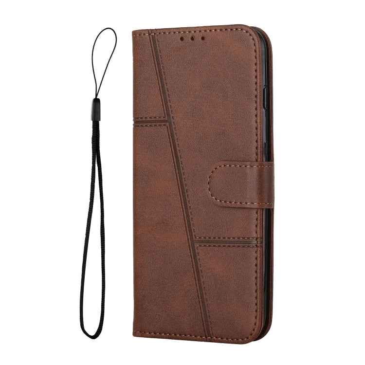 For Motorola Moto G Play 5G 2024/G 5G 2024 Stitching Calf Texture Buckle Leather Phone Case(Brown) - Motorola Cases by buy2fix | Online Shopping UK | buy2fix