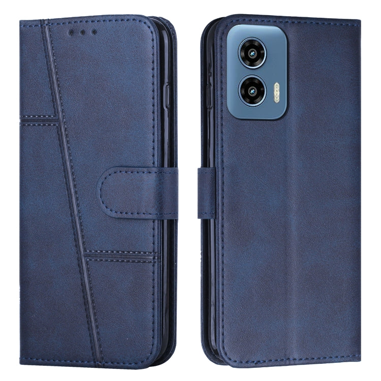 For Motorola Moto G Play 5G 2024/G 5G 2024 Stitching Calf Texture Buckle Leather Phone Case(Blue) - Motorola Cases by buy2fix | Online Shopping UK | buy2fix