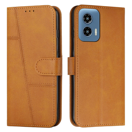 For Motorola Moto G Play 5G 2024/G 5G 2024 Stitching Calf Texture Buckle Leather Phone Case(Yellow) - Motorola Cases by buy2fix | Online Shopping UK | buy2fix