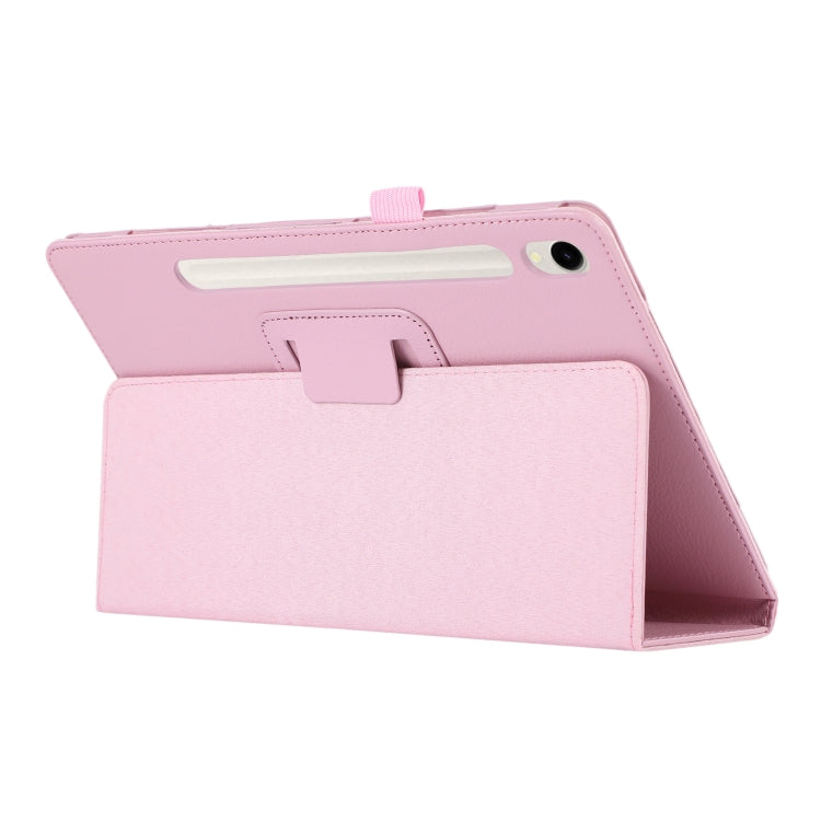 For Samsung Galaxy Tab S9 Litchi Texture Leather Tablet Case with Holder(Pink) - Other Galaxy Tab PC by buy2fix | Online Shopping UK | buy2fix