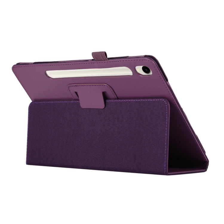 For Samsung Galaxy Tab S9 Ultra Litchi Texture Leather Tablet Case with Holder(Purple) - Other Galaxy Tab PC by buy2fix | Online Shopping UK | buy2fix