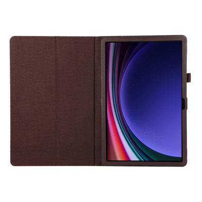 For Samsung Galaxy Tab S9 Ultra Litchi Texture Leather Tablet Case with Holder(Brown) - Other Galaxy Tab PC by buy2fix | Online Shopping UK | buy2fix