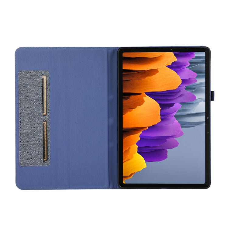 For Samsung Galaxy Tab S9+ Horizontal Flip TPU + Fabric PU Leather Tablet Case(Dark Blue) - Galaxy Tab S9+ Cases by buy2fix | Online Shopping UK | buy2fix