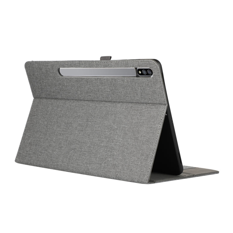 For Samsung Galaxy Tab S9 Ultra Horizontal Flip TPU + Fabric PU Leather Tablet Case(Grey) - Galaxy Tab S9 Ultra Cases by buy2fix | Online Shopping UK | buy2fix