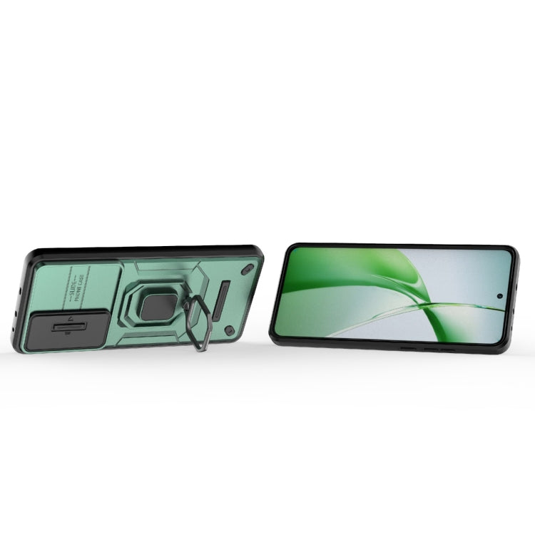 For OnePlus Nord CE4 5G Global Sliding Camshield TPU + PC Shockproof Phone Case with Holder(Green) - OnePlus Cases by buy2fix | Online Shopping UK | buy2fix