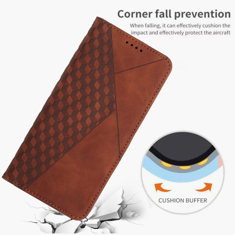 For Motorola Moto G Play 2024 Diamond Splicing Skin Feel Magnetic Leather Phone Case(Brown) - Motorola Cases by buy2fix | Online Shopping UK | buy2fix