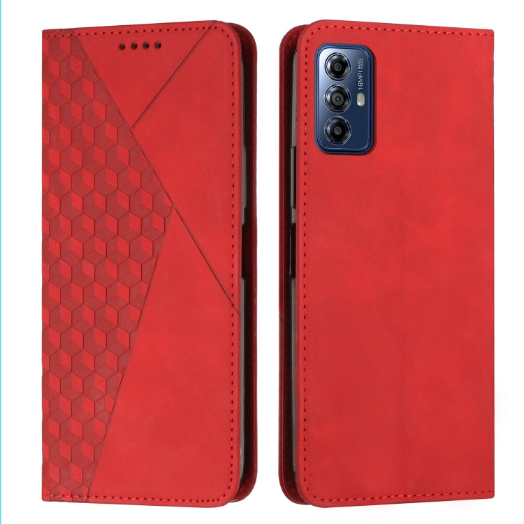 For Motorola Moto G Play 2024 Diamond Splicing Skin Feel Magnetic Leather Phone Case(Red) - Motorola Cases by buy2fix | Online Shopping UK | buy2fix