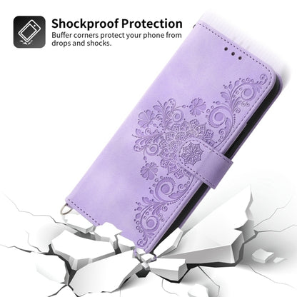 For Motorola Moto G Stylus 5G 2024 Skin-feel Flowers Embossed Wallet Leather Phone Case(Purple) - Motorola Cases by buy2fix | Online Shopping UK | buy2fix