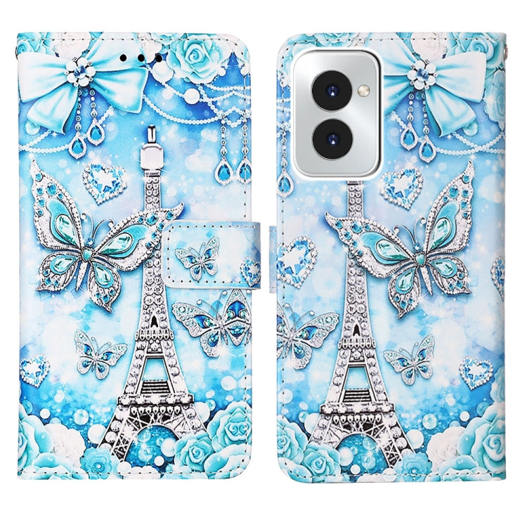 For Motorola Moto G Power 5G 2024 Colored Drawing Pattern Plain Weave Leather Phone Case(Tower Butterfly) - Motorola Cases by buy2fix | Online Shopping UK | buy2fix