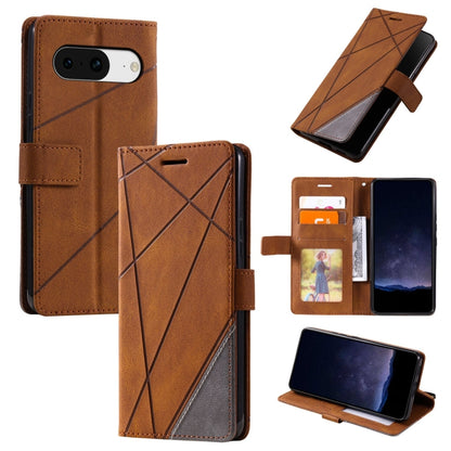 For Google Pixel 9 Skin Feel Splicing Leather Phone Case(Brown) - Google Cases by buy2fix | Online Shopping UK | buy2fix