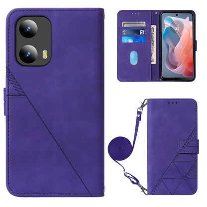 For Motorola Moto G Play 5G 2024 Crossbody 3D Embossed Flip Leather Phone Case(Purple) - Motorola Cases by buy2fix | Online Shopping UK | buy2fix