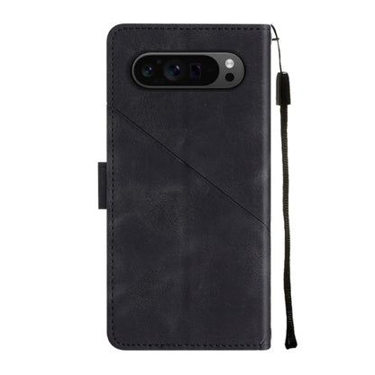 For Google Pixel 9 Pro XL Skin-feel Embossed Leather Phone Case(Black) - Google Cases by buy2fix | Online Shopping UK | buy2fix