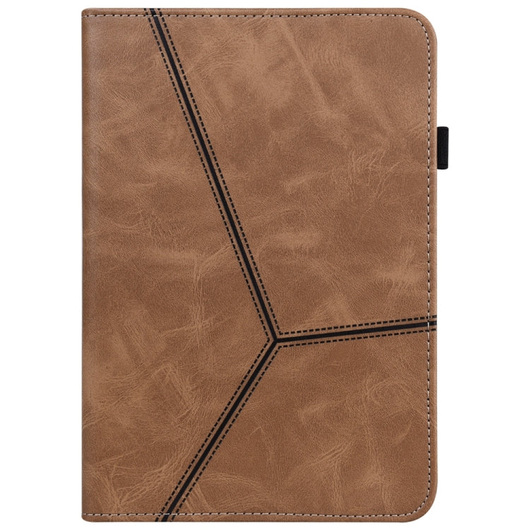 For Samsung Galaxy Tab S9 / S9 FE Solid Color Stripe Embossed Leather Tablet Case(Brown) - Galaxy Tab S9 FE by buy2fix | Online Shopping UK | buy2fix