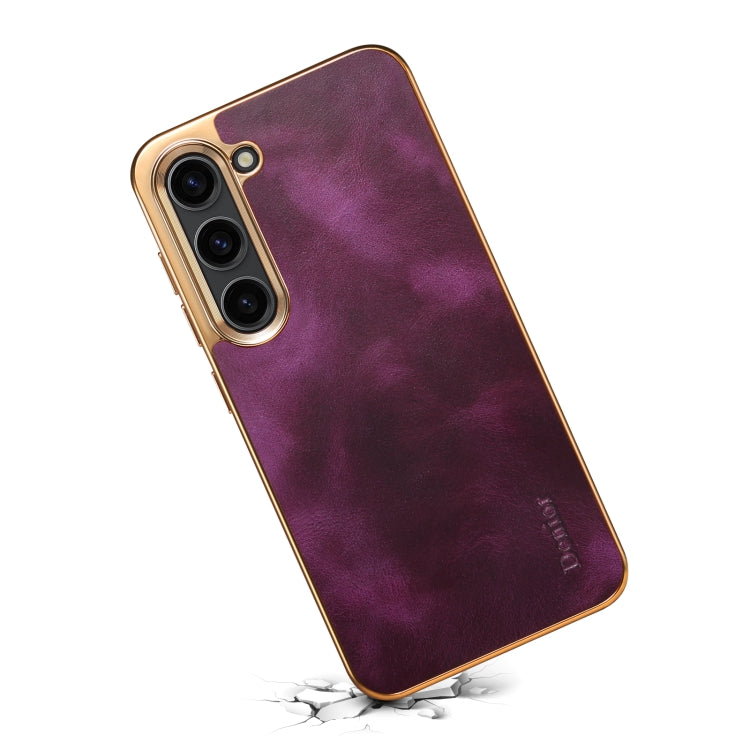 For Samsung Galaxy S23+ 5G Denior Oil Wax Leather Electroplating Phone Case(Purple) - Galaxy S23+ 5G Cases by Denior | Online Shopping UK | buy2fix