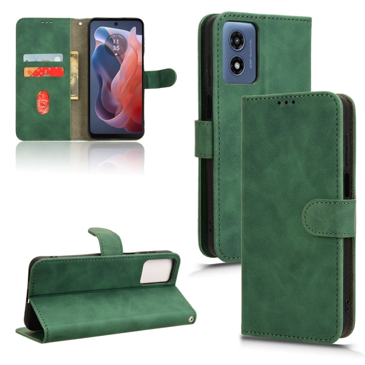 For Motorola Moto G Paly 4G 2024 Skin Feel Magnetic Flip Leather Phone Case(Green) - Motorola Cases by buy2fix | Online Shopping UK | buy2fix