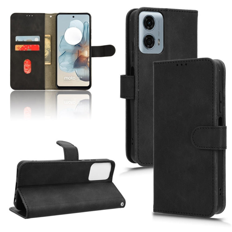 For Motorola Moto G Stylus 5G 2024 Skin Feel Magnetic Flip Leather Phone Case(Black) - Motorola Cases by buy2fix | Online Shopping UK | buy2fix