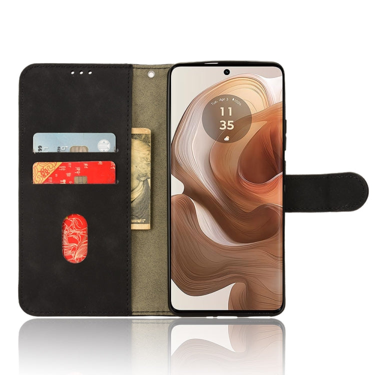 For Motorola Edge 50 Ultra Skin Feel Magnetic Flip Leather Phone Case(Black) - Motorola Cases by buy2fix | Online Shopping UK | buy2fix