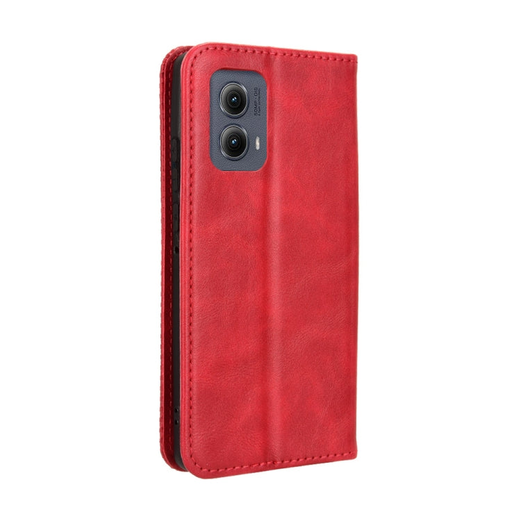 For Motorola Edge 2024 5G Magnetic Buckle Retro Texture Leather Phone Case(Red) - Motorola Cases by buy2fix | Online Shopping UK | buy2fix