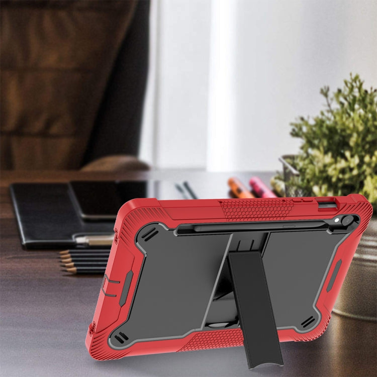 For Samsung Galaxy Tab S9 Shockproof Silicone Hybrid PC Tablet Case with Holder(Black + Red) - Galaxy Tab S9 Cases by buy2fix | Online Shopping UK | buy2fix