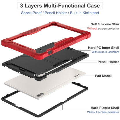 For Samsung Galaxy Tab S9+ Shockproof Silicone Hybrid PC Tablet Case with Holder(Black + Red) - Galaxy Tab S9+ Cases by buy2fix | Online Shopping UK | buy2fix