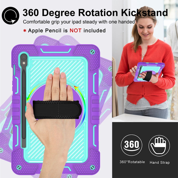 For Samsung Galaxy Tab S9 360 Degree Rotation PC Contrast Silicone Tablet Case(Purple + Mint Green) - Galaxy Tab S9 Cases by buy2fix | Online Shopping UK | buy2fix